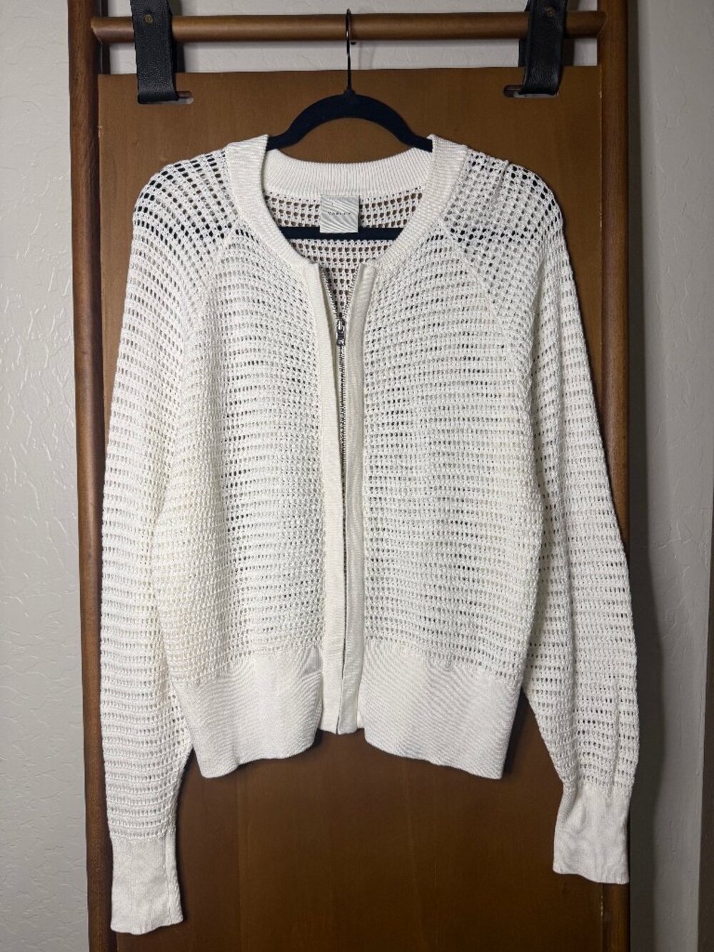Varley Cameron Knit Full Zip Open-Knit Cardigan Egret XS